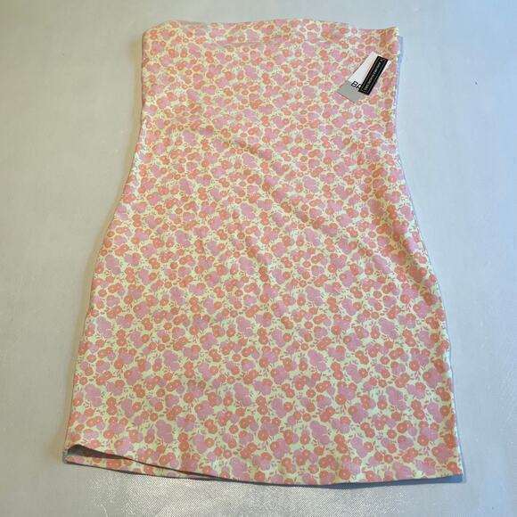 bp Womens Pink Dress Size Small Strapless Floral Print Knit‎ Tube Stretch - Picture 1 of 10